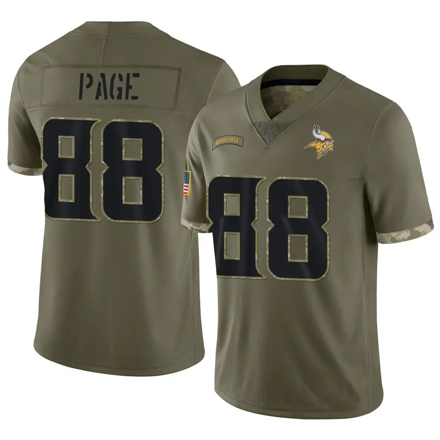 MN.Vikings #88 Alan Page Player Salute To Service Limited Olive Football Jerseys football jersey product view 1