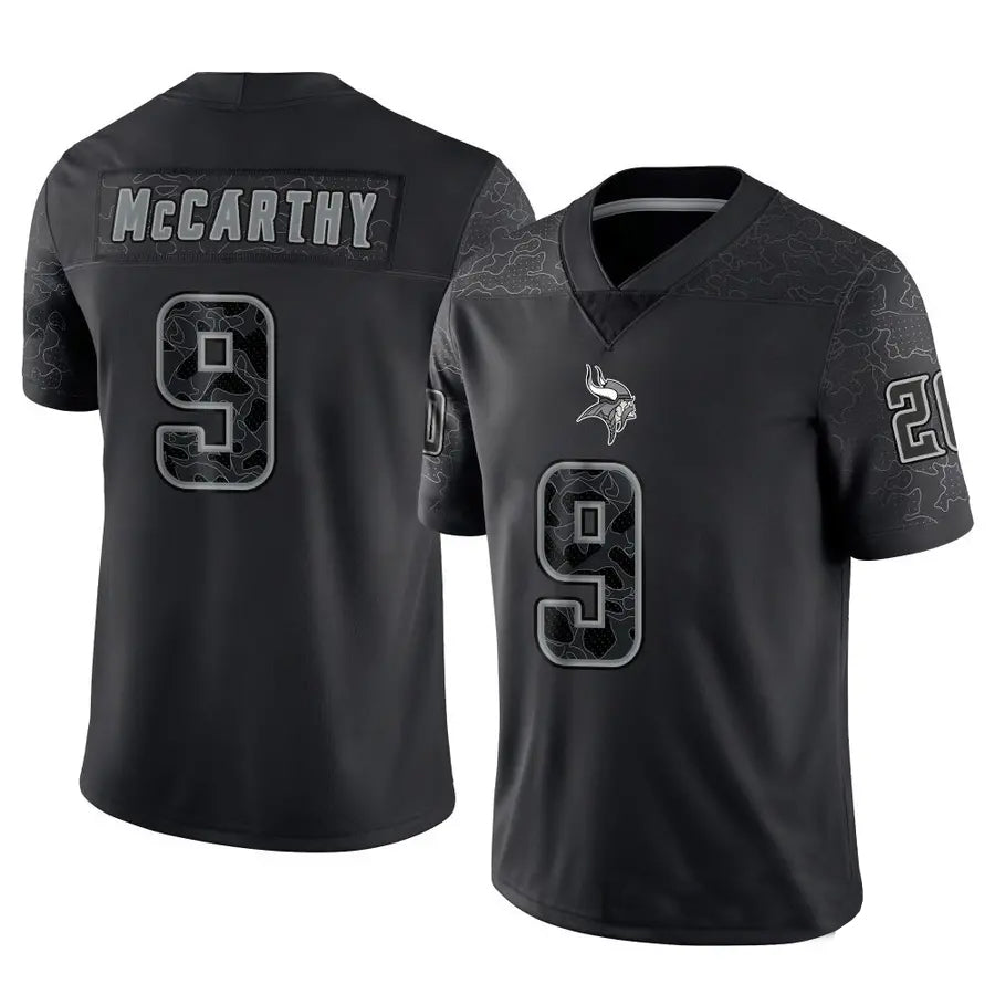 MN.Vikings #9 J.J. McCarthy Player Black REFLECTIVE Limited Football Jerseys football jersey product view 1