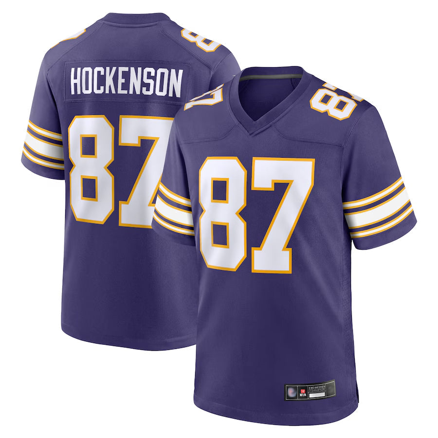 MN.Vikings Secondary Alternate Game Football Jerseys - Purple - #87 T.J. Hockenson Player football jersey product view 1