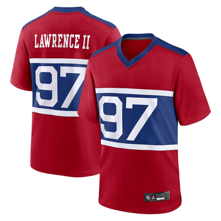 NY.Giants Secondary Throwback Alternate Football Jerseys - Red - #97 Dexter Lawrence II Player football jersey product view 1
