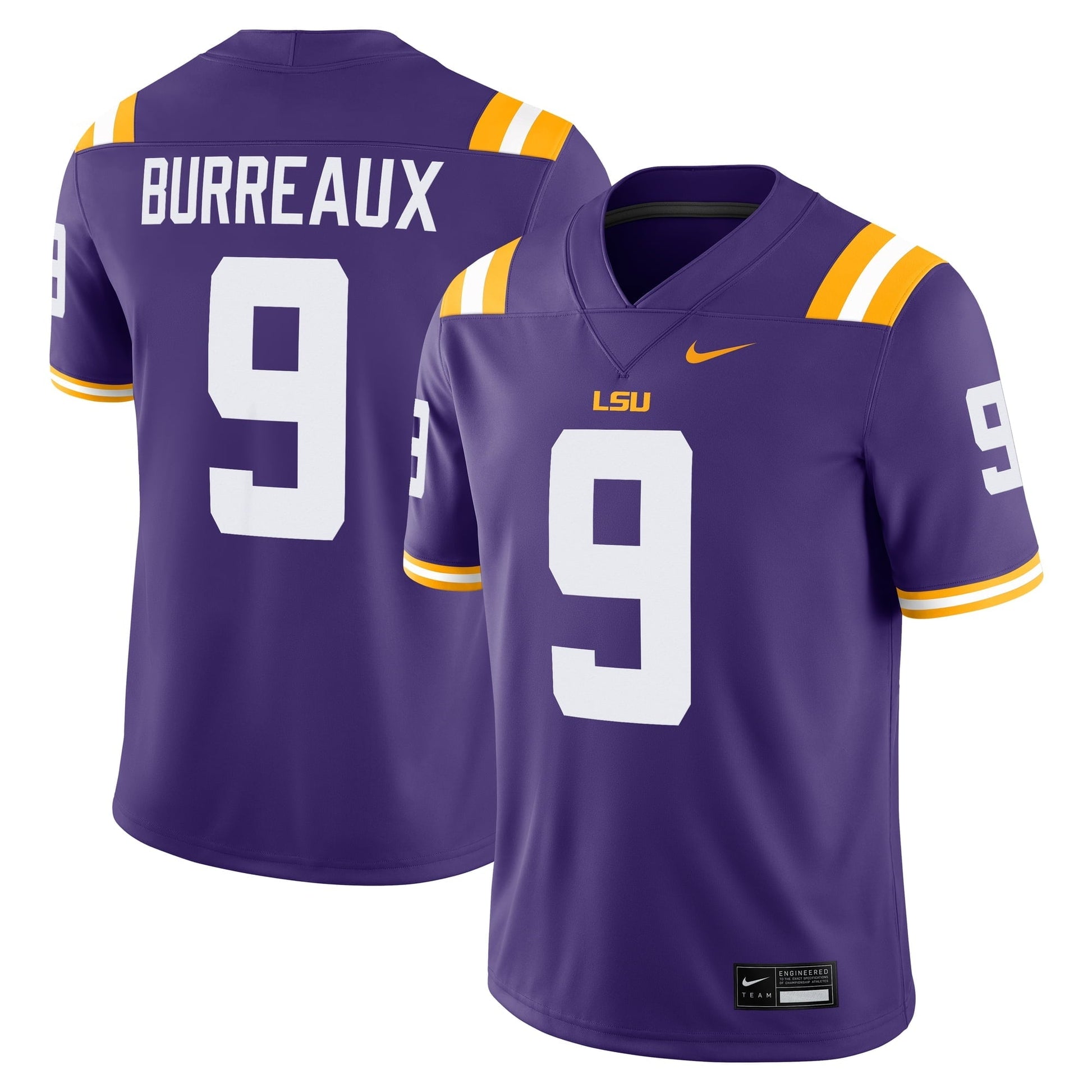 Joe Burreaux LSU Tigers Alumni Jersey - Purple sports jersey product view 1