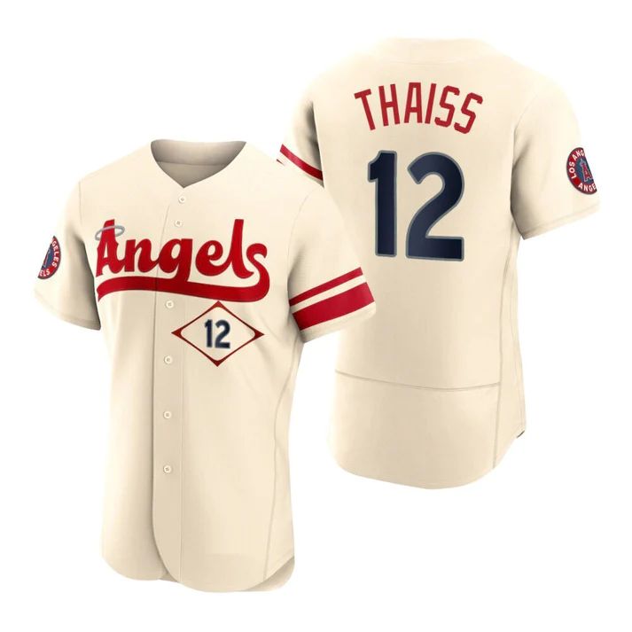Los Angeles Angels #12 Matt Thaiss Cream Stitched 2022 City Connect Jersey Men Youth Women Baseball Jerseys baseball jersey product view 1