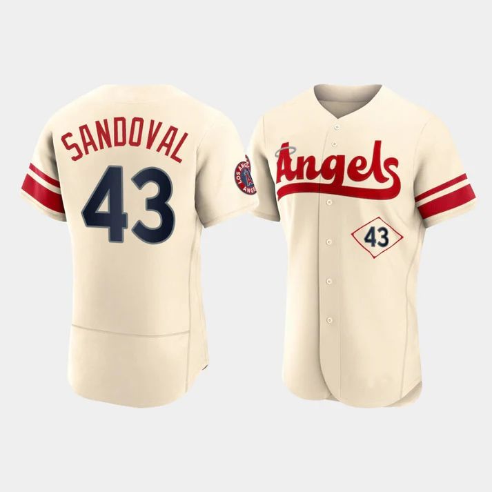 Los Angeles Angels #43 Patrick Sandoval Cream Stitched 2022 City Connect Jersey Men Youth Women Baseball Jerseys baseball jersey product view 1