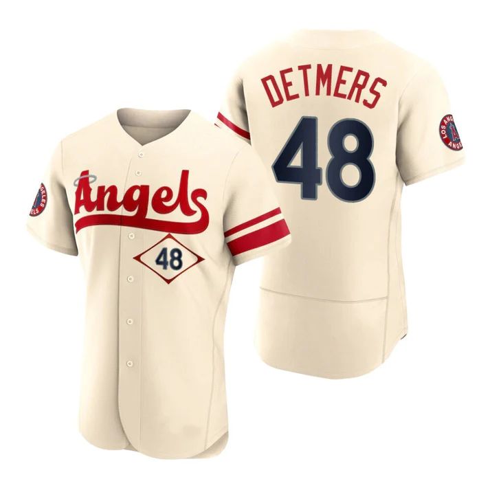 Los Angeles Angels #48 Reid Detmers Cream Stitched 2022 City Connect Jersey Men Youth Women Baseball Jerseys baseball jersey product view 1