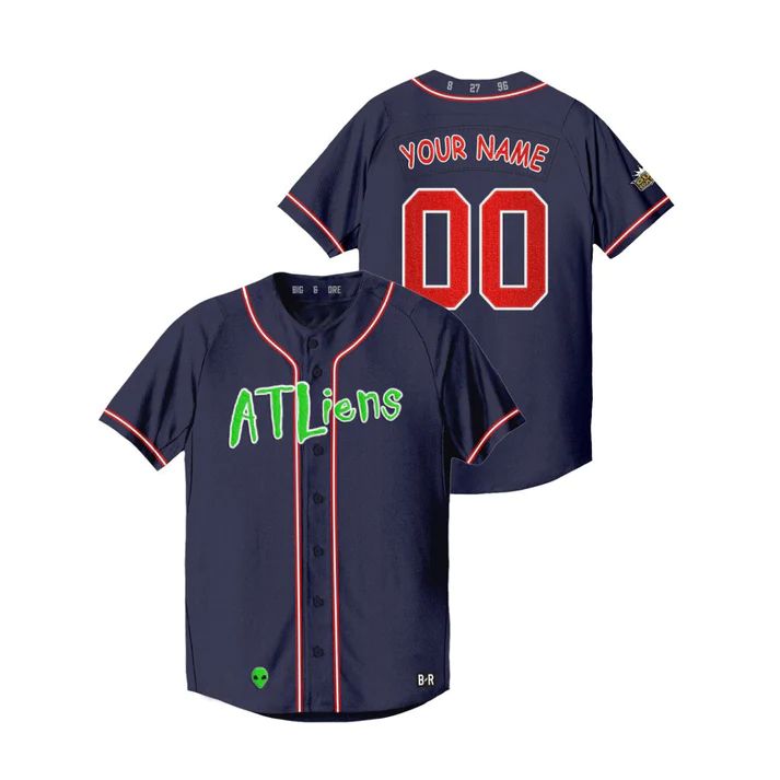 Custom Atlanta Braves Navy 25th Anniversary Jersey Stitched Baseball Jerseys baseball jersey product view 1