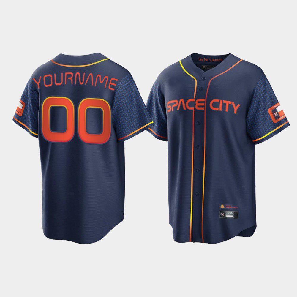 Custom Houston Astros Baseball Jerseys New Navy Stitched 2022 Space City Connect Jerseys baseball jersey product view 1