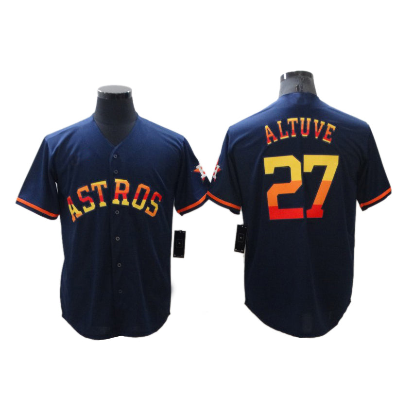 Mens Baseball Houston Astros Jose Altuve Navy Rainbow Stitched Jersey baseball jersey product view 1
