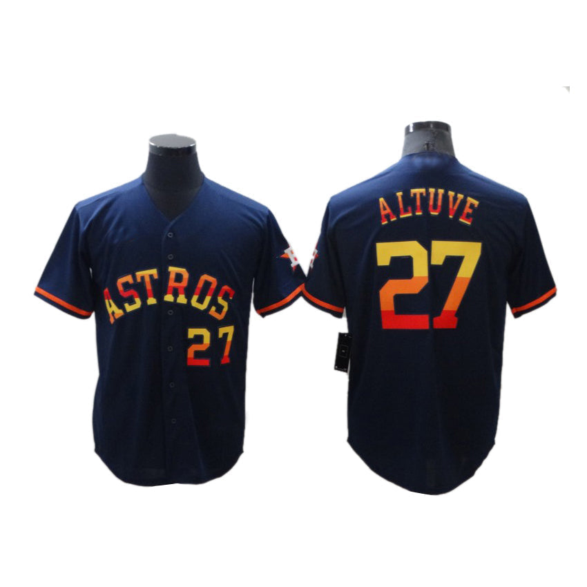 Mens Baseball Houston Astros Jose Altuve Number Navy Rainbow Stitched Jersey baseball jersey product view 1