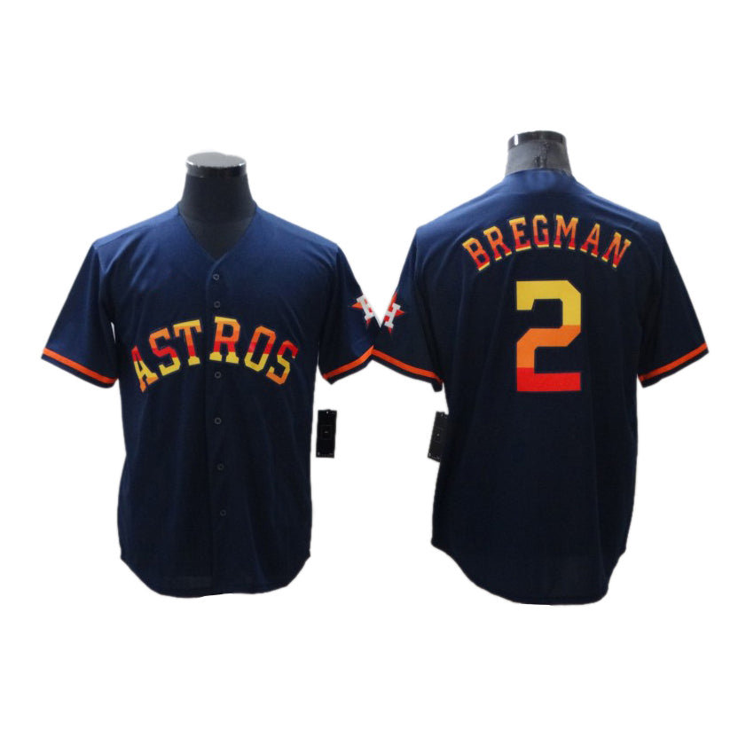 Men's Baseball Houston Astros Alex Bregman Navy Rainbow Stitched Jersey baseball jersey product view 1