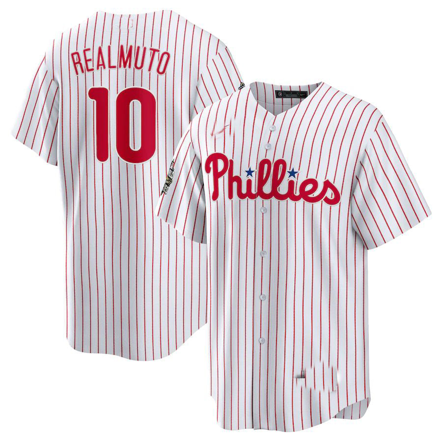 Philadelphia Phillies #10 J.T. Realmuto White 2022 World Series Home Replica Player Jersey Baseball Jerseys baseball jersey product view 1