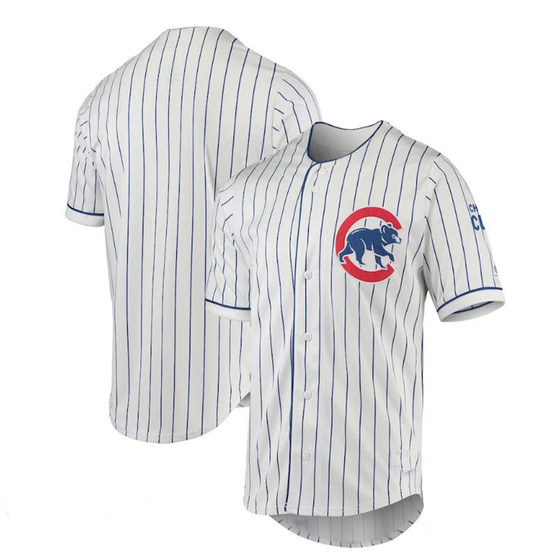 Chicago Cubs True-Fan White Royal Pinstripe Jersey Baseball Jerseys baseball jersey product view 1