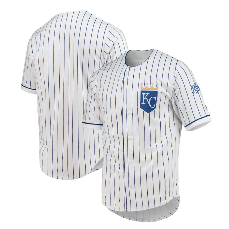 Kansas City Royals True-Fan White Royal Pinstripe Jersey Baseball Jerseys baseball jersey product view 1