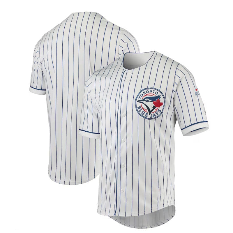 Toronto Blue Jays True-Fan White Royal Pinstripe Jersey Baseball Jerseys baseball jersey product view 1