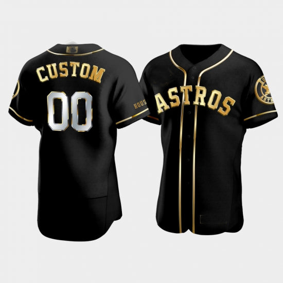 Custom Houston Astros Black Golden Edition Jersey Stitched Baseball Jerseys baseball jersey product view 1