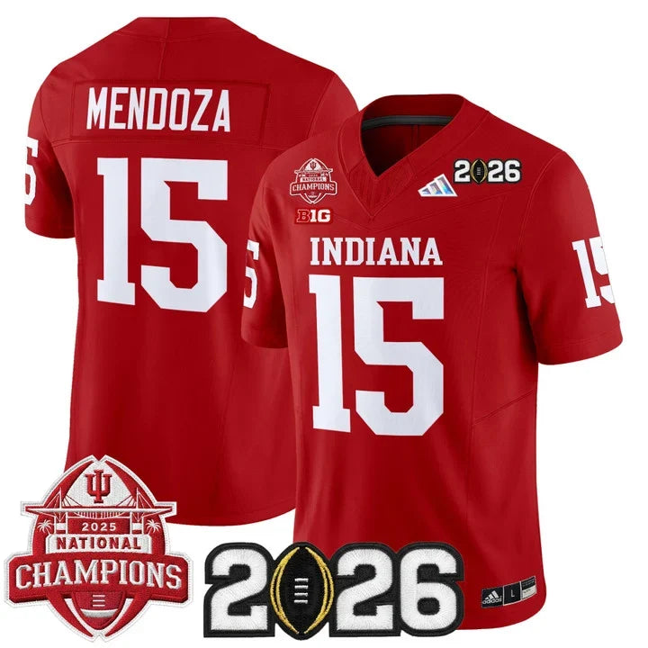 Fernando Mendoza Indiana Hoosiers 2025 National Champions & 2026 CFP Final Patch Jersey - Red sports jersey product view 1