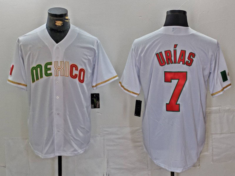 Mexico Baseball #7 Julio Urias 2023 White World Classic Stitched Baseball Jerseys baseball jersey product view 1