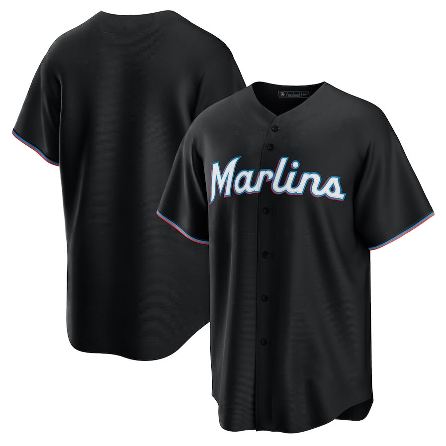 Miami Marlins Alternate Replica 2.0 Jersey - Black Stitched Baseball Jersey baseball jersey product view 1