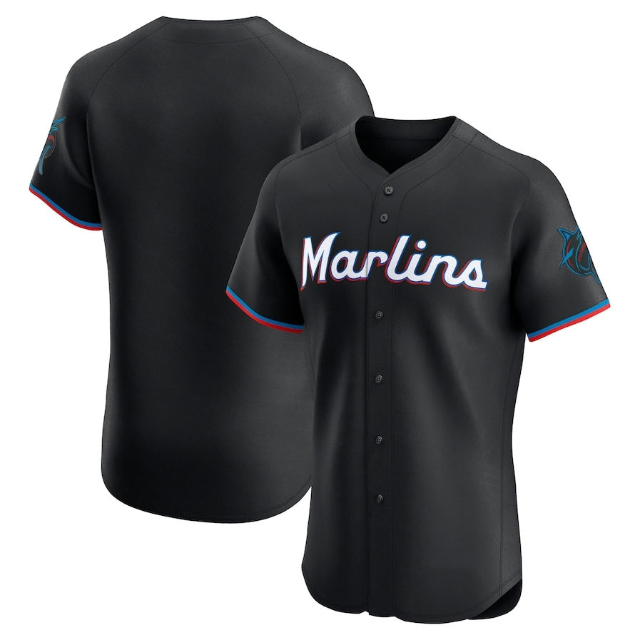 Miami Marlins Alternate Vapor Premier Elite Patch Jersey - Black Stitched Baseball Jersey baseball jersey product view 1