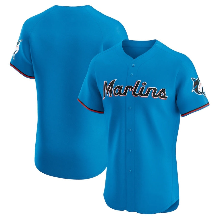 Miami Marlins Alternate Vapor Premier Elite Patch Jersey - Blue Stitched Baseball Jersey baseball jersey product view 1