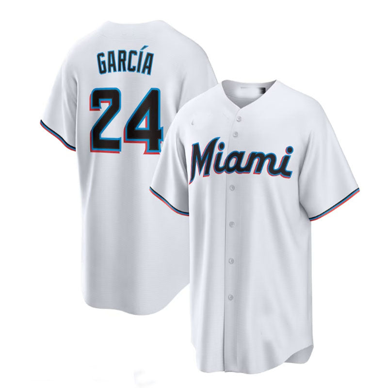 Miami Marlins #24 Avisa¨ªl Garc¨ªa White Home Replica Player Jersey Baseball Jerseys baseball jersey product view 1
