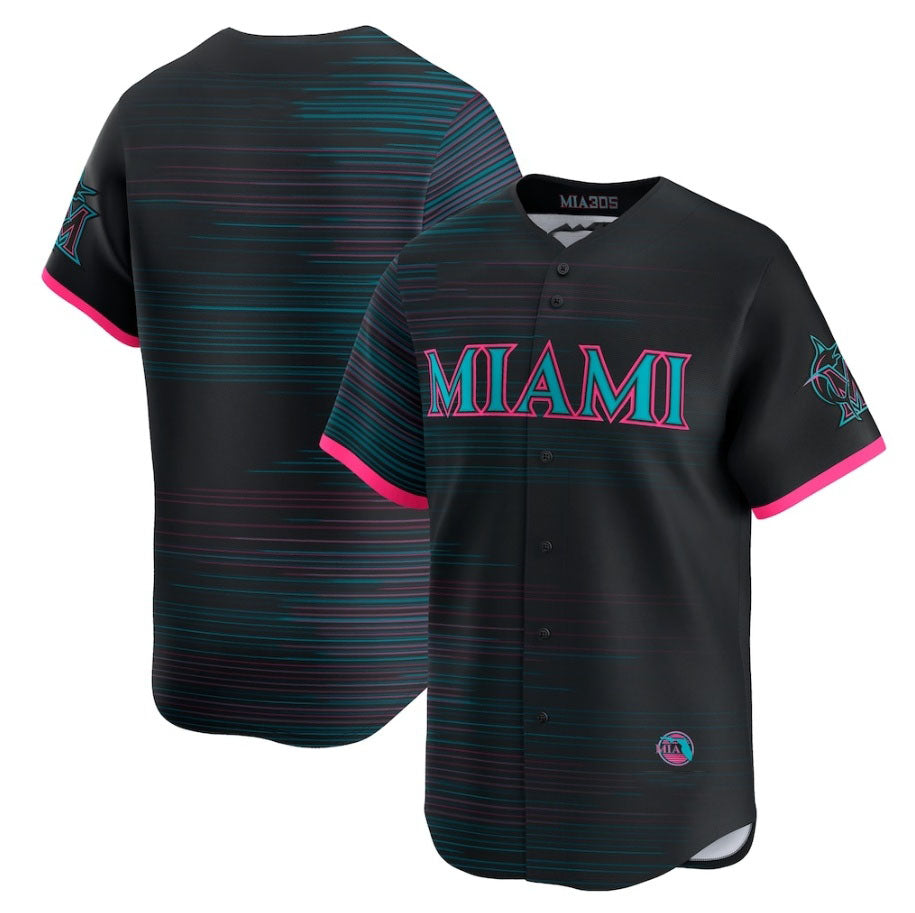 Miami Marlins Black 2025 City Connect Limited Stitched Baseball Jersey baseball jersey product view 1