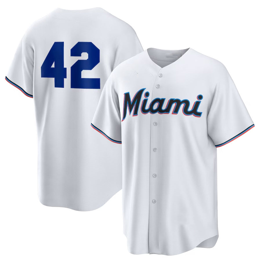 Miami Marlins Home 2025 Jackie Robinson Day Replica Jersey - White Stitched Baseball Jersey baseball jersey product view 1