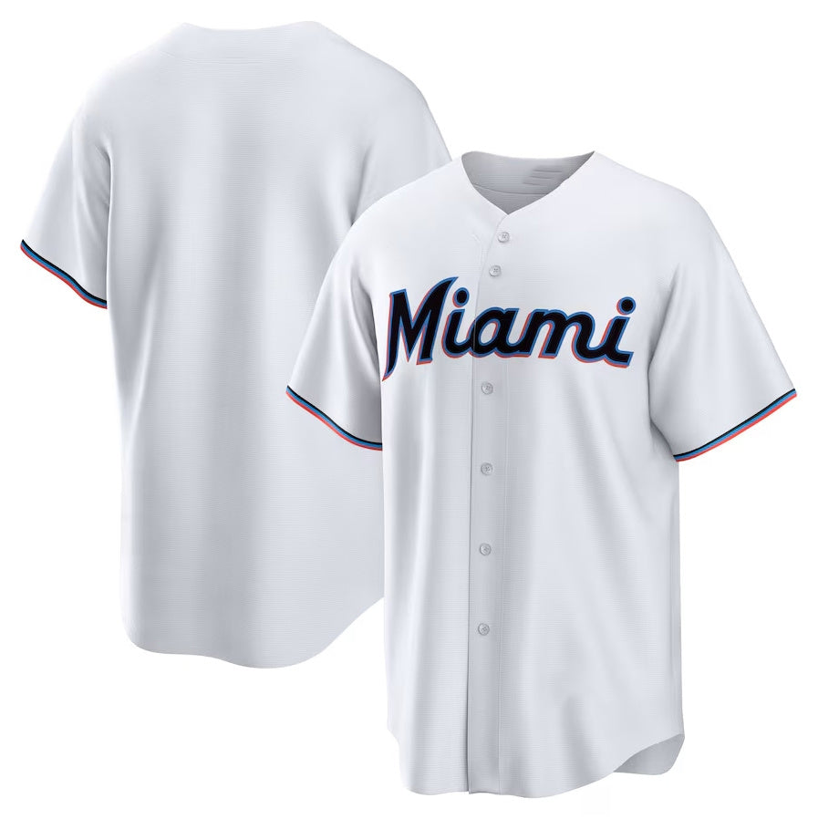 Miami Marlins Home Blank Replica Jersey - White Stitched Baseball Jersey baseball jersey product view 1