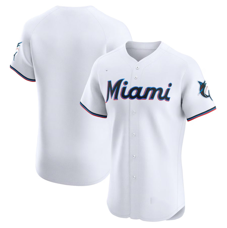 Miami Marlins Home Elite Jersey - White Stitched Baseball Jersey baseball jersey product view 1
