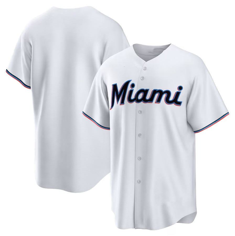 Miami Marlins Home Replica Team Jersey - White Stitched Baseball Jersey baseball jersey product view 1