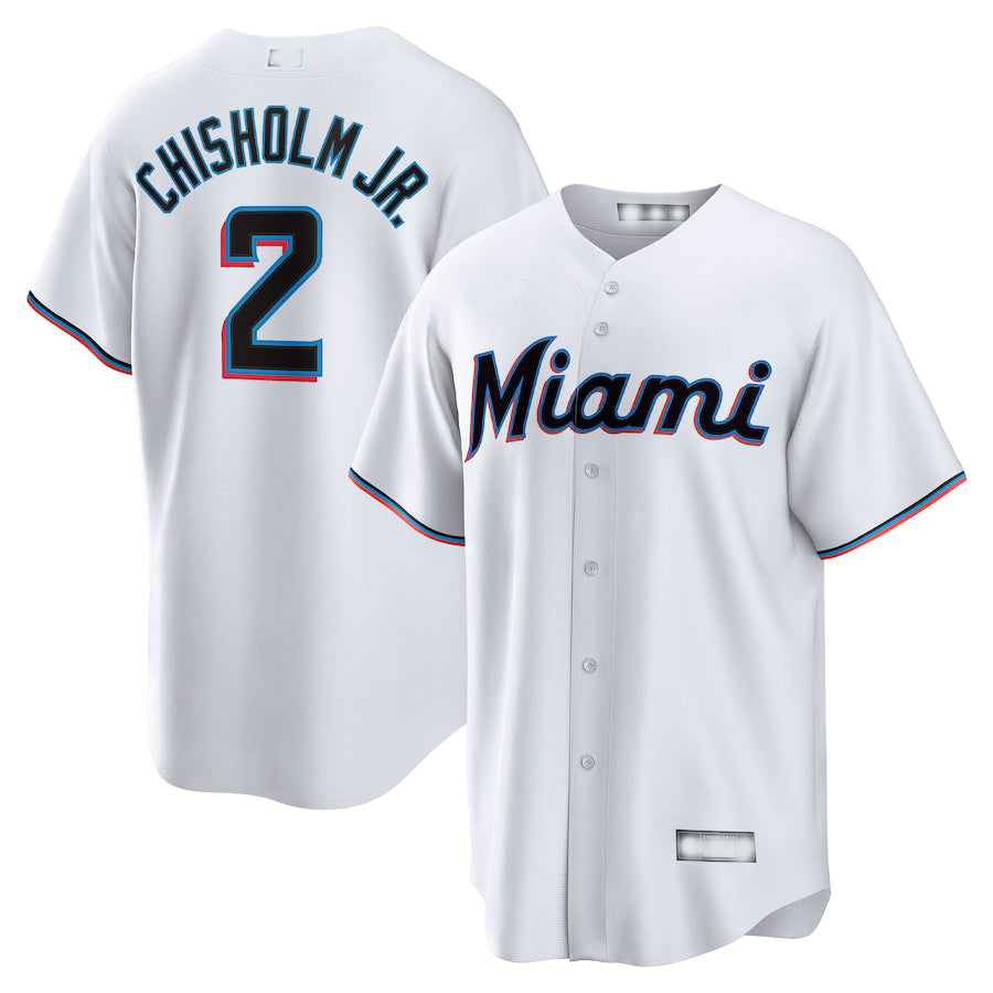 Miami Marlins #2 Jazz Chisholm Jr. White Home Replica Player Jersey Baseball Jerseys baseball jersey product view 1