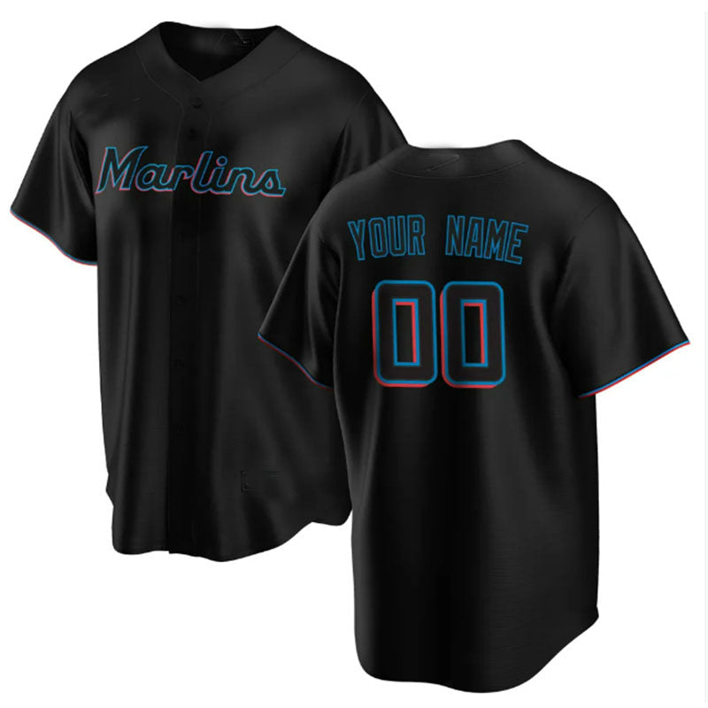 Custom Miami Marlins Alternate Replica Custom Jersey - Black Baseball Jerseys baseball jersey product view 1