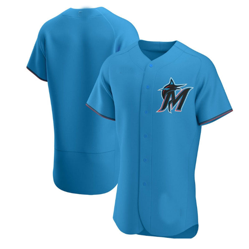 Miami Marlins Blue Alternate Authentic Team Jersey Baseball Jerseys baseball jersey product view 1