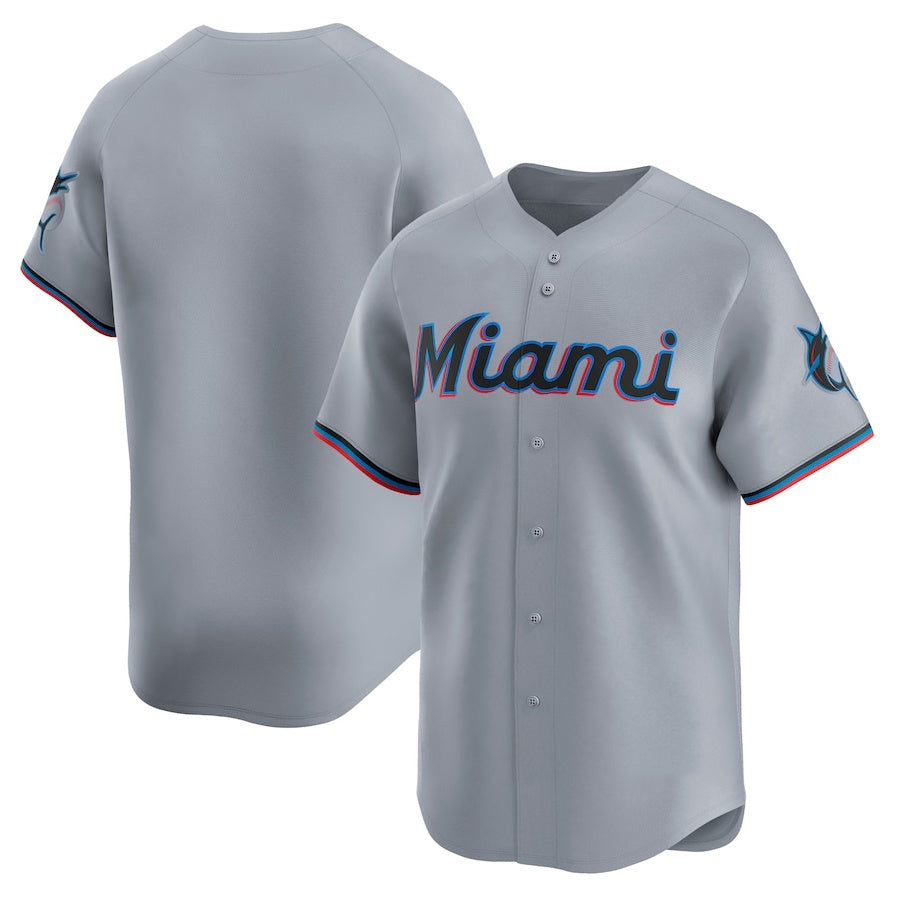 Miami Marlins Road Limited Jersey ¨C Gray Stitched Baseball Jersey baseball jersey product view 1