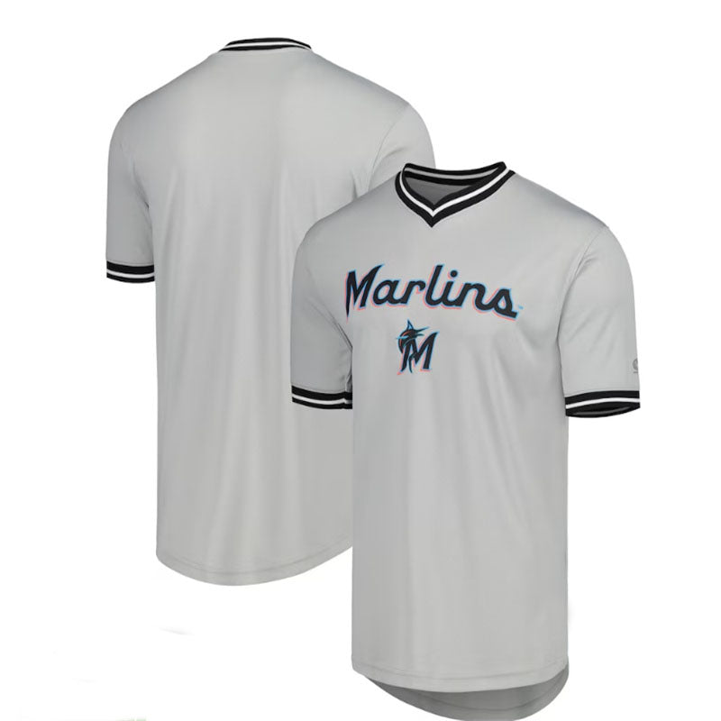Miami Marlins V-Neck Jersey - Gray Baseball Jerseys baseball jersey product view 1