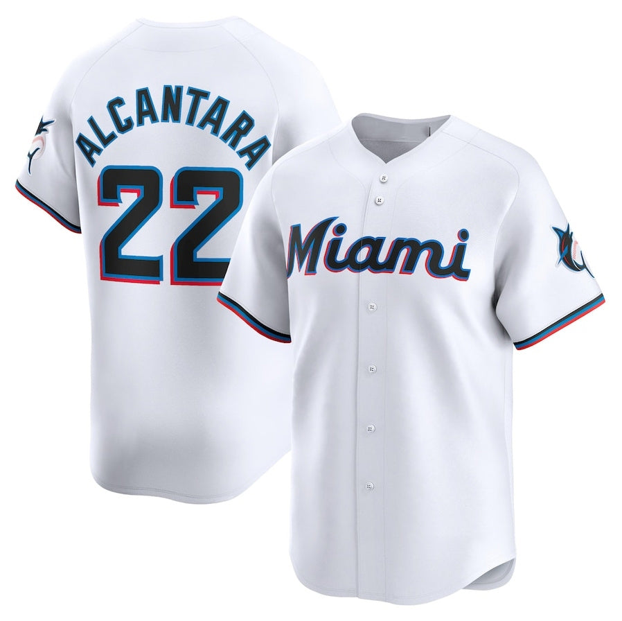 Miami Marlins #22 Sandy Alcantara Home Limited Player Jersey - White Stitched Baseball Jersey baseball jersey product view 1