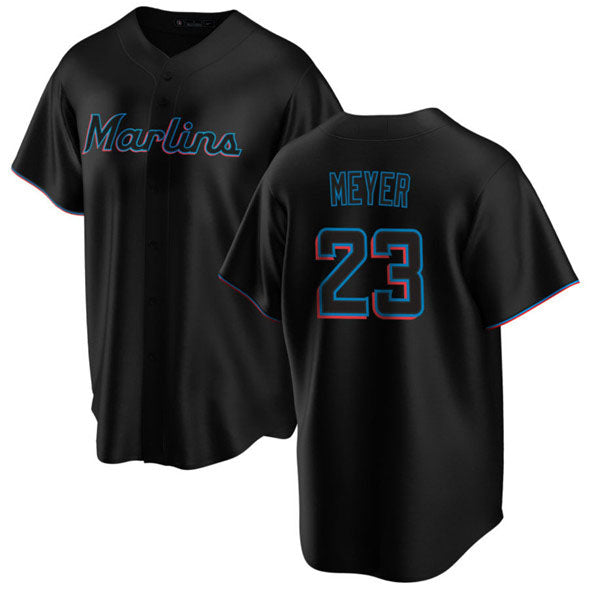 Miami Marlins #23 Max Meyer Black Cool Base Stitched Baseball Jersey baseball jersey product view 1