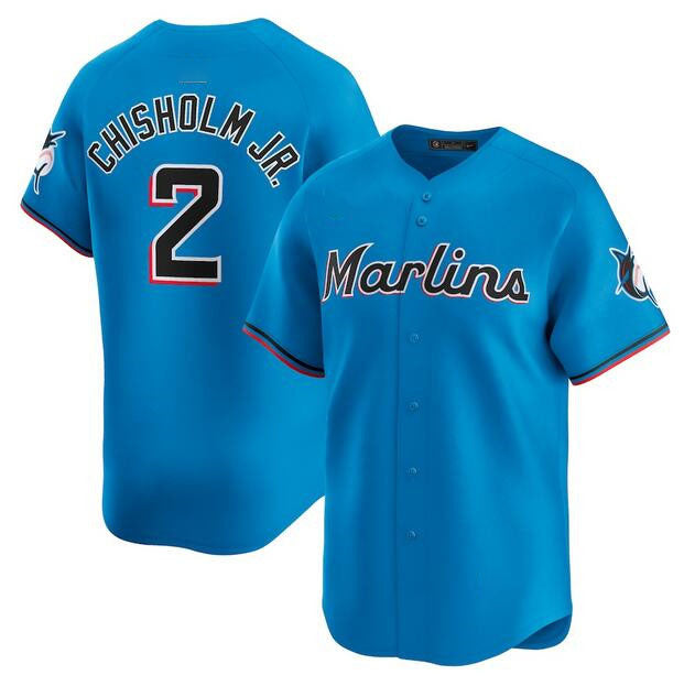 Miami Marlins #2 Jazz Chisholm Jr. Blue Limited Stitched Baseball Jersey baseball jersey product view 1