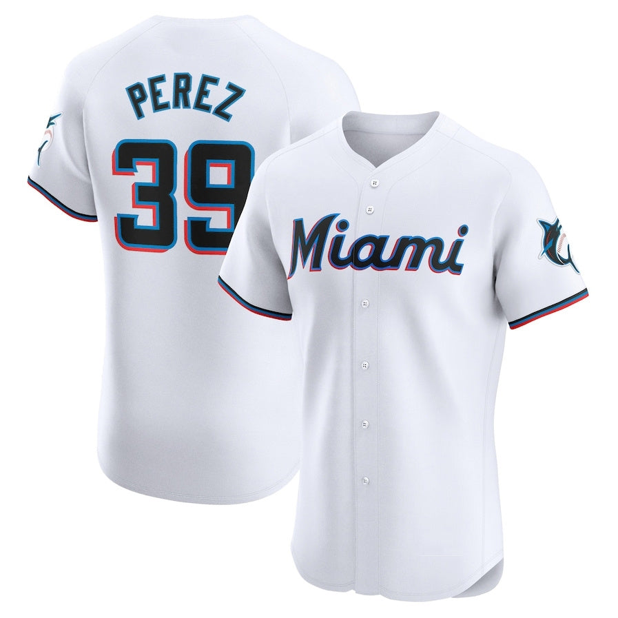 Miami Marlins #39 Eury Perez Home Elite Player Jersey - White Stitched Baseball Jersey baseball jersey product view 1