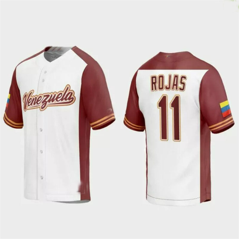 #11 Miguel Rojas Venezuela Baseball 2023 World Baseball Classic Replica Jersey ¨C White Stitches Baseball Jerseys baseball jersey product view 1