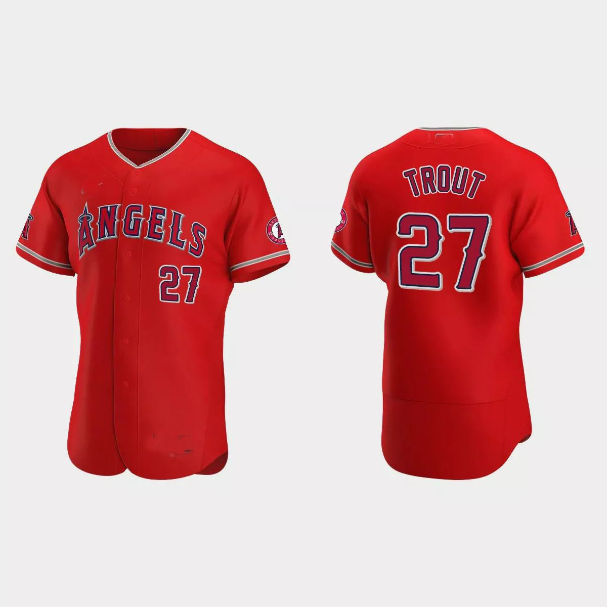 Los Angeles Angels #27 Mike Trout Red Authentic 2020 Alternate Jersey Men Youth Women Baseball Jerseys baseball jersey product view 1