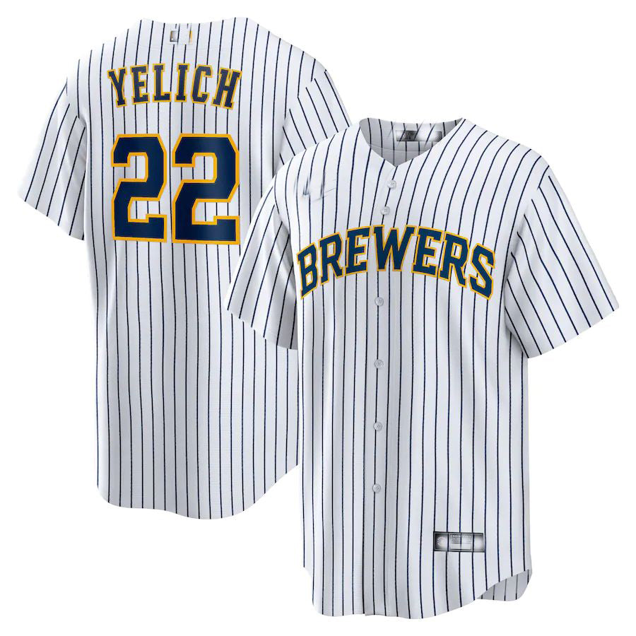 Milwaukee Brewers #22 Christian Yelich White Alternate Replica Player Jersey Baseball Jerseys baseball jersey product view 1