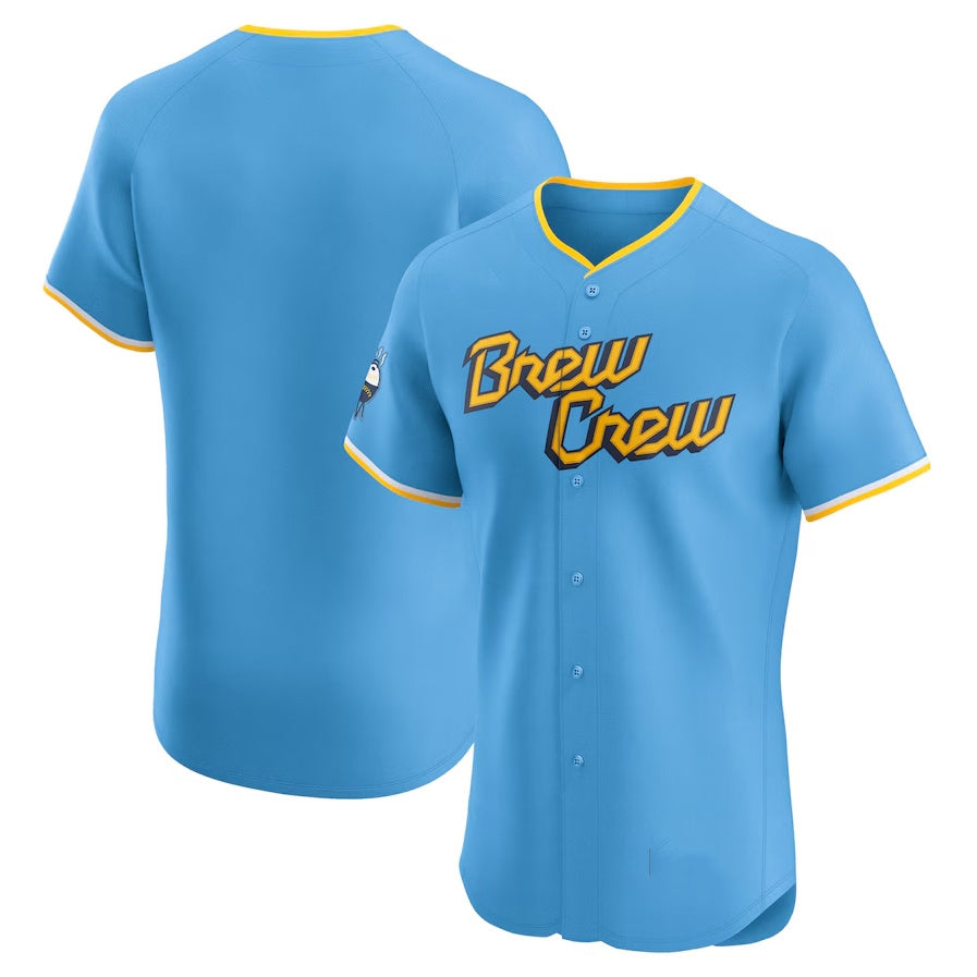 Milwaukee Brewers City Connect Elite Jersey - Powder Blue Stitched Baseball Jersey baseball jersey product view 1