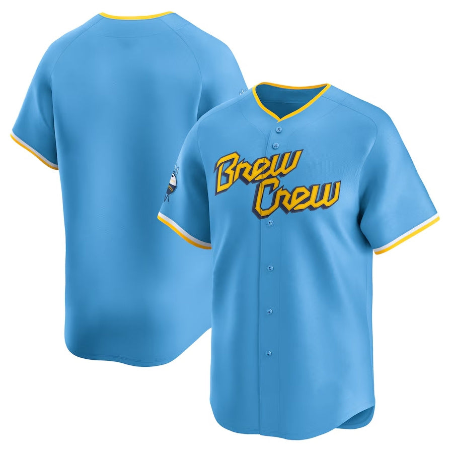 Milwaukee Brewers City Connect Limited Jersey - Light Blue Stitched Baseball Jersey baseball jersey product view 1