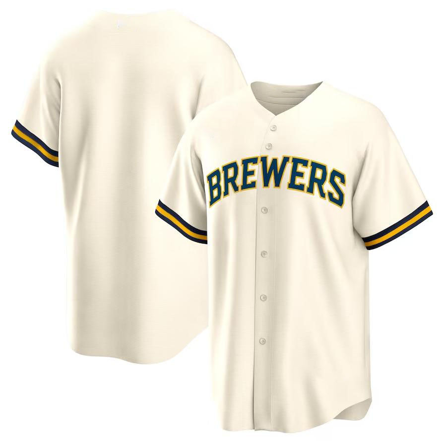 Milwaukee Brewers Cream Home Blank Replica Jersey Baseball Jerseys baseball jersey product view 1