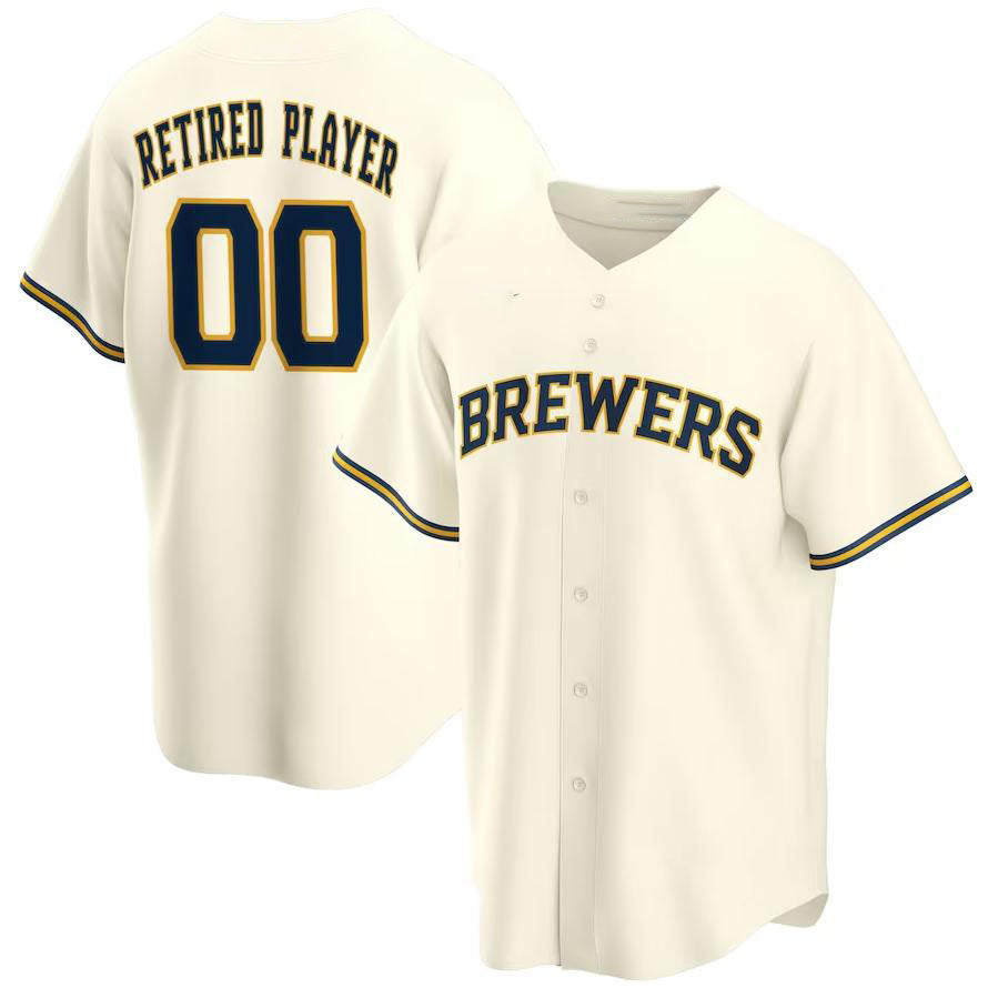 Milwaukee Brewers Cream Home Pick-A-Player Retired Roster Replica Jersey Baseball Jerseys baseball jersey product view 1