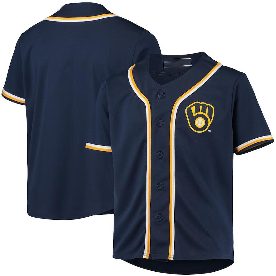 Milwaukee Brewers Navy Team Jersey Baseball Jersey baseball jersey product view 1