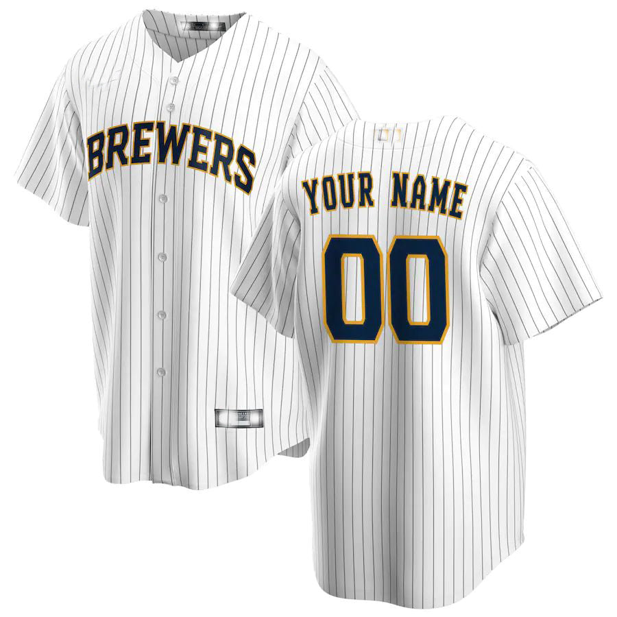 Custom Milwaukee Brewers White Alternate Replica Custom Jersey Baseball Jerseys baseball jersey product view 1