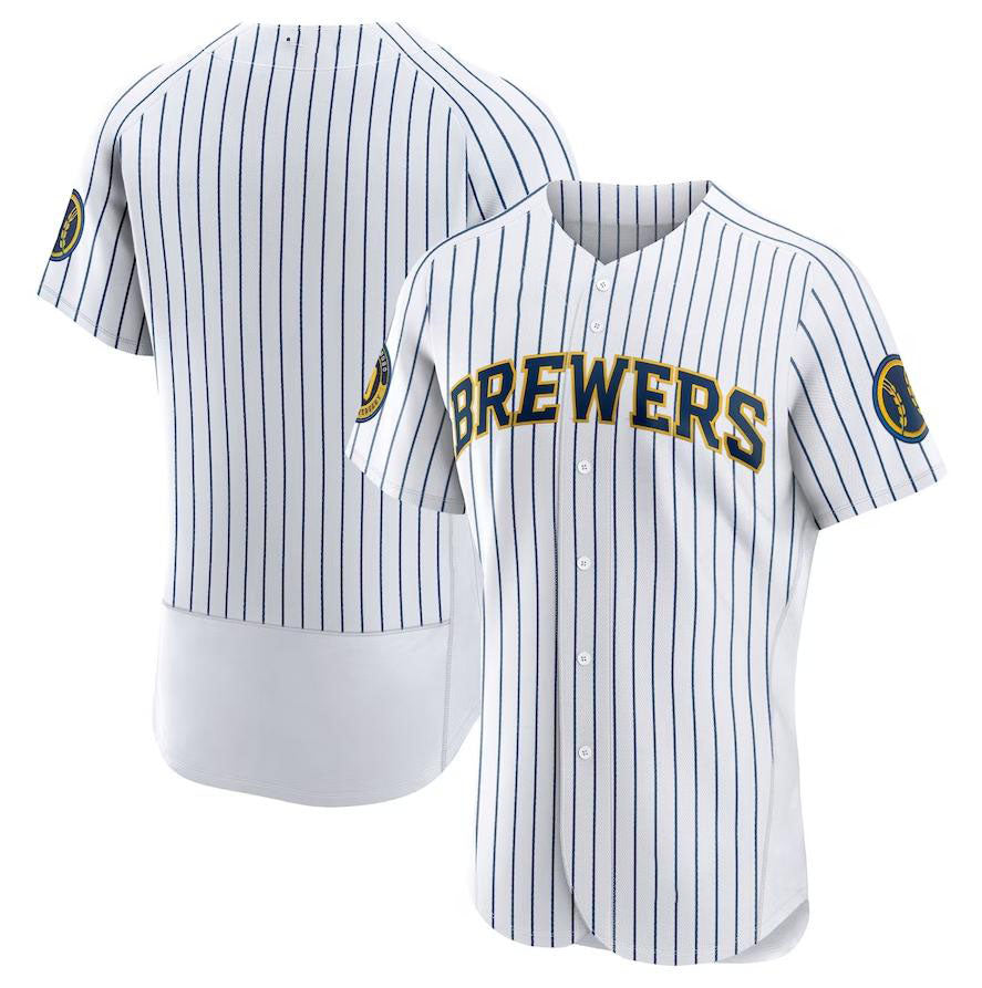 Milwaukee Brewers White Alternate Authentic Team Jersey Baseball Jersey baseball jersey product view 1