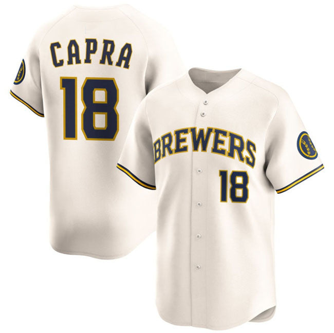 Milwaukee Brewers #18 Vinny Capra Cream 2025 Limited Stitched Baseball Jersey baseball jersey product view 1