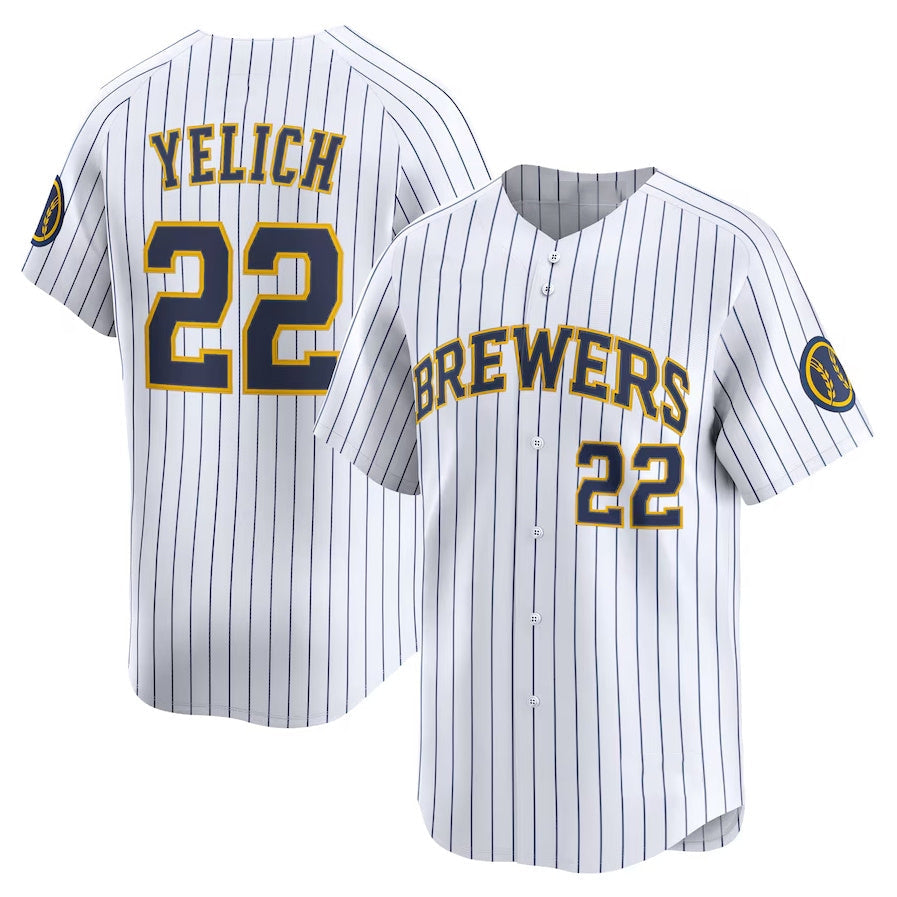 Milwaukee Brewers #22 Christian Yelich Alternate Limited Jersey - White Stitched Baseball Jersey baseball jersey product view 1